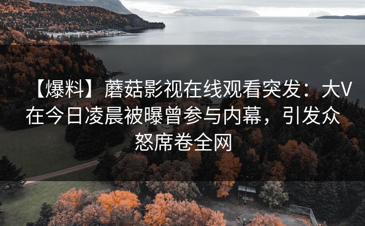 【爆料】蘑菇影视在线观看突发：大V在今日凌晨被曝曾参与内幕，引发众怒席卷全网